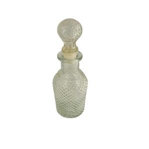 Clear Glass Small Bottle Decanter with Stopper Diamond‎ Cut Design - Avon